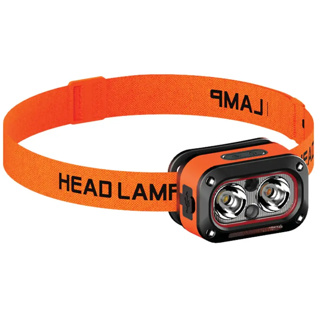 Porodo Wave-Sensor Rechargeable LED Headlamp - Orange