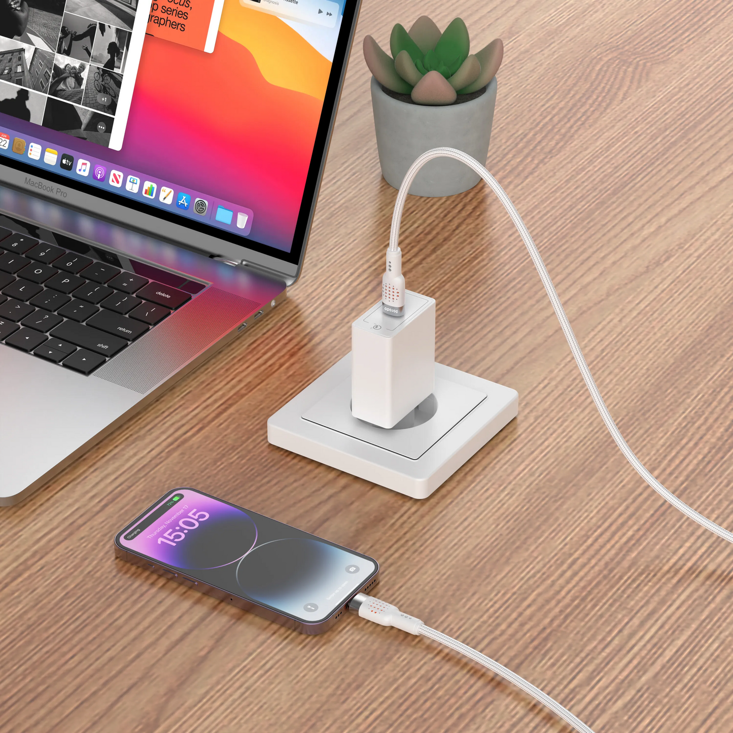 PORODO USB-C TO LIGHTNING ALUMINIUM BRAIDED CABLE 1.2M