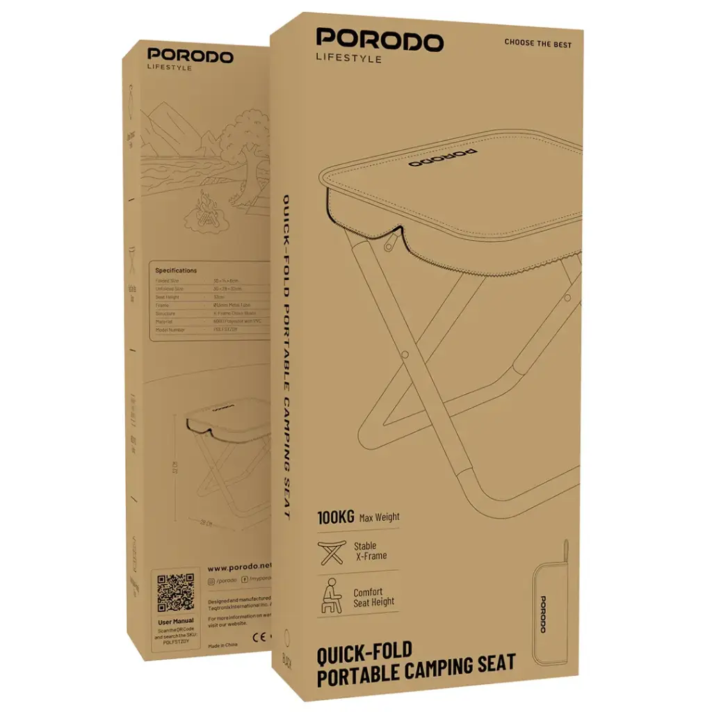 Porodo Lifestyle Quick-Fold Portable Camping Seat