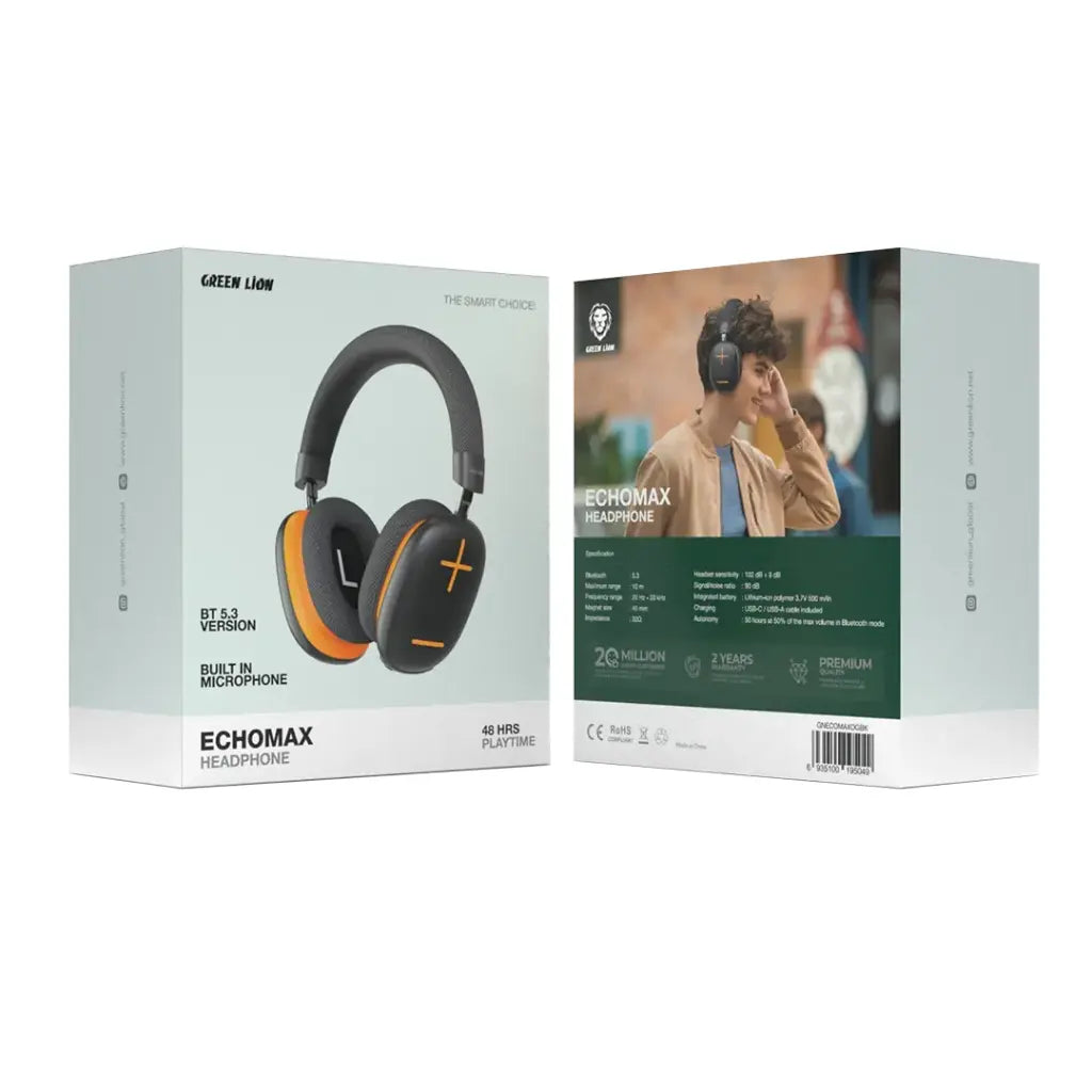 Green Lion EchoMax Headphone - Black & Orange