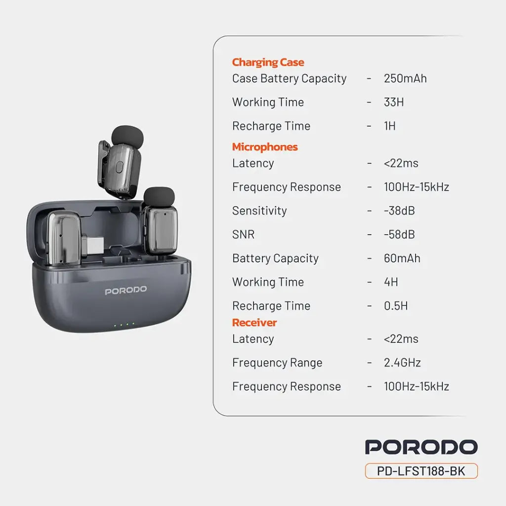 Porodo Wireless Lavalier Microphones