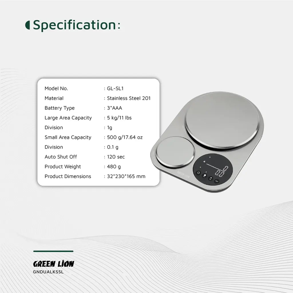 Green Lion Dual Kitchen Scale - Silver