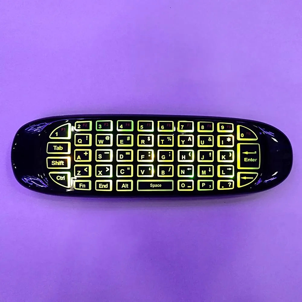 Air Mouse Remote Contro Black C120 USB 2.4G Motion Sensor Air Fly Remote Mouse Keyboard with Colorful Backlight