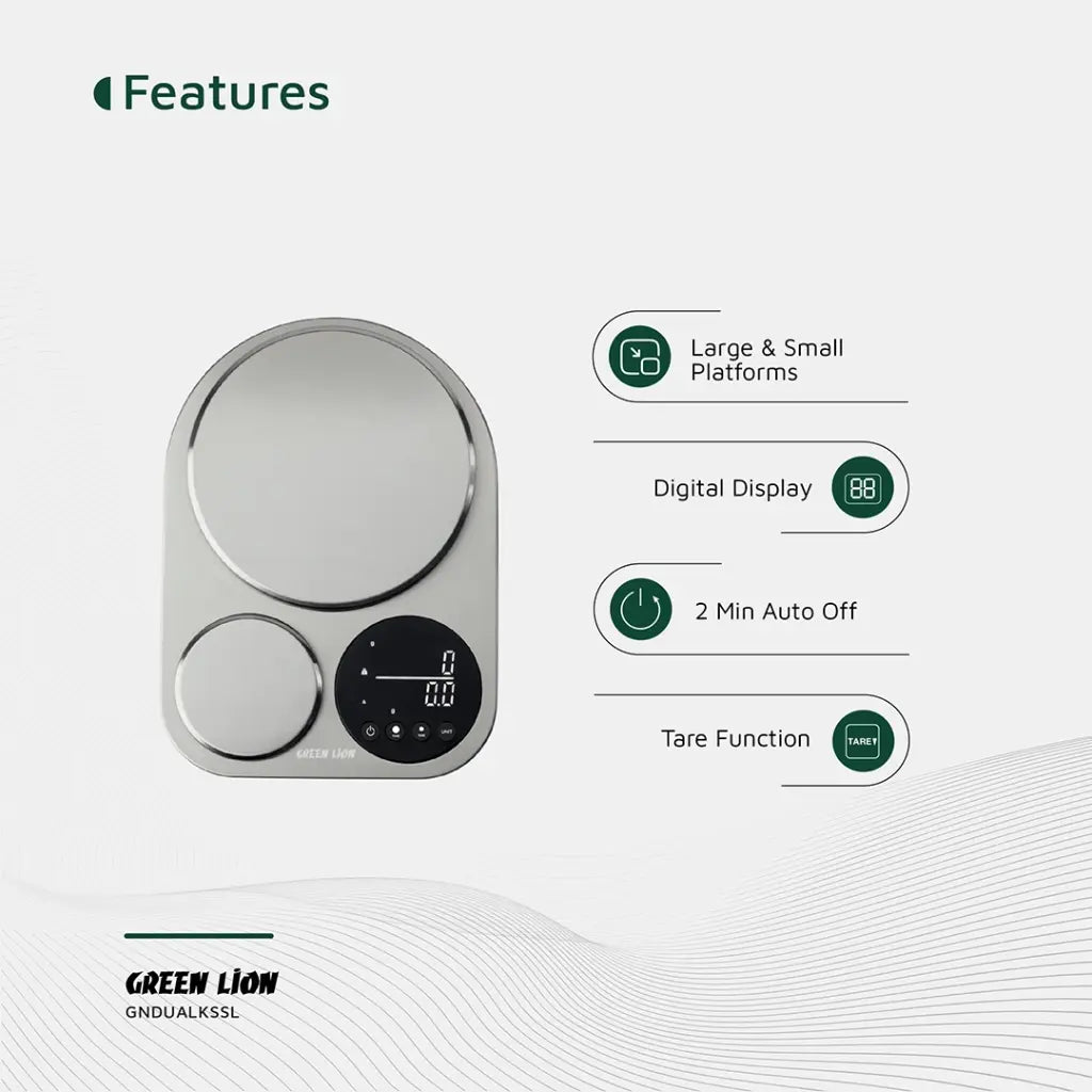 Green Lion Dual Kitchen Scale - Silver