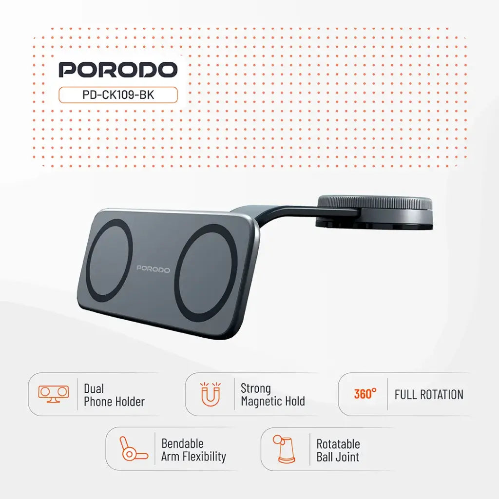 Porodo Vacuum & Adhesive Magnetic Car Mount
