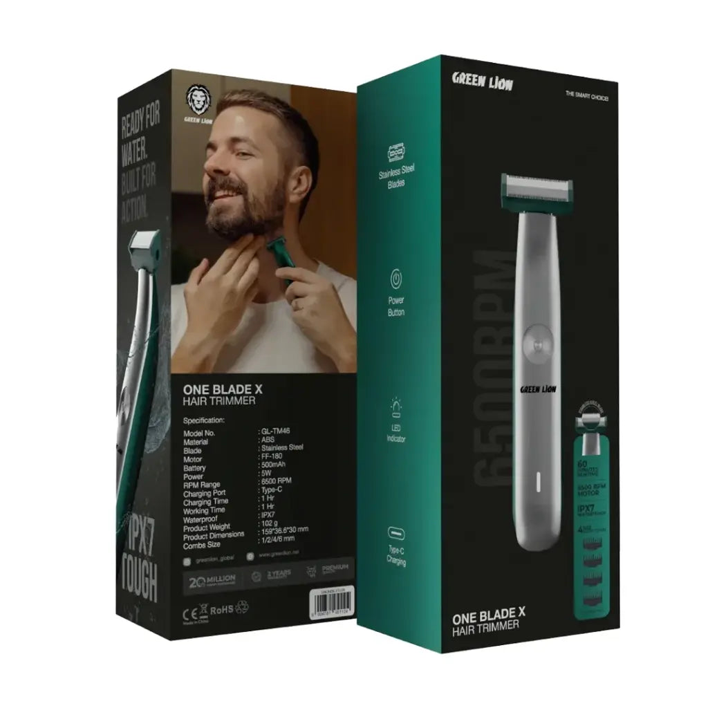 Green Lion One Blade X Hair Trimmer-Silver/Green