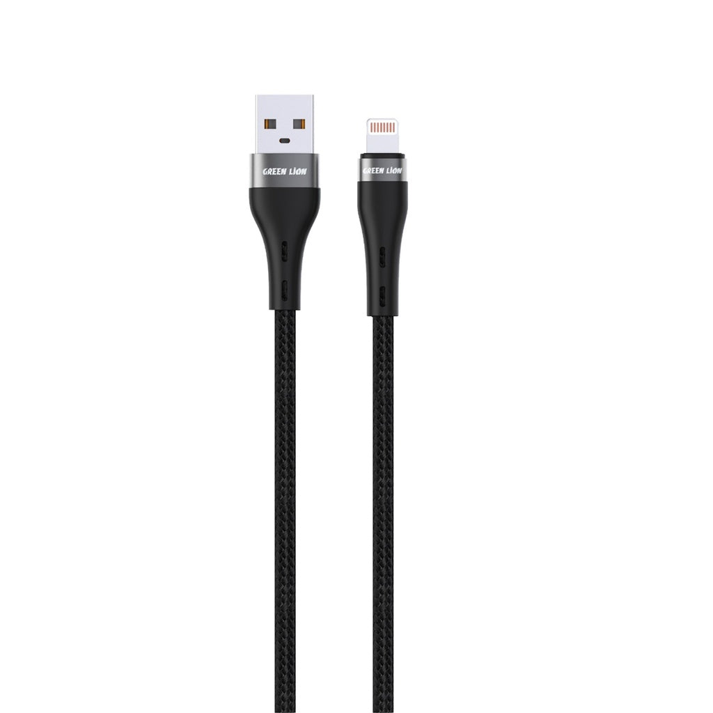 Green Lion USB-A to Lightning Braided Cable - Black