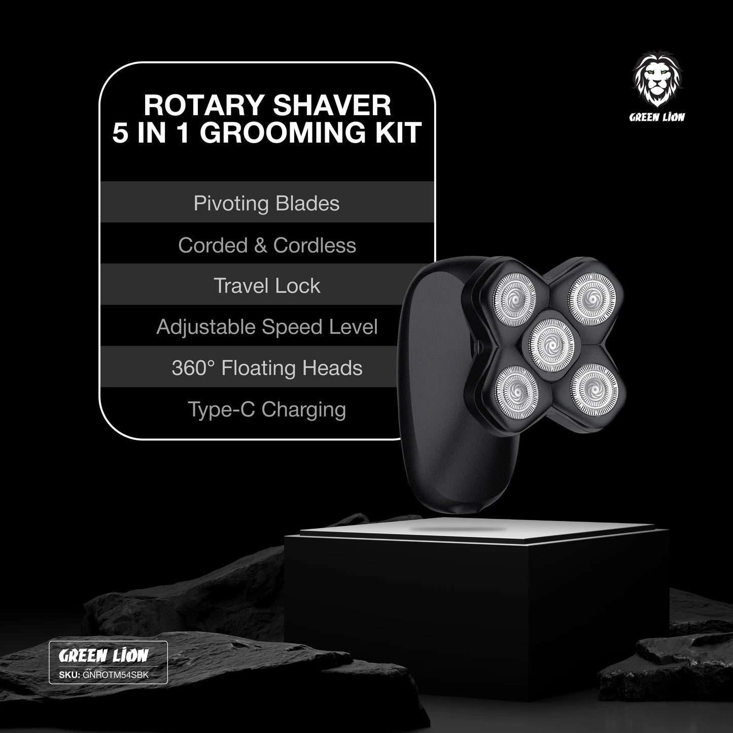 Green Lion Rotary Shaver 5-In-1 Grooming Kit
