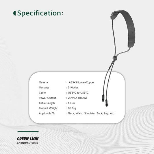 Green Lion 3 in 1 Massager Cable PD 100W - Black