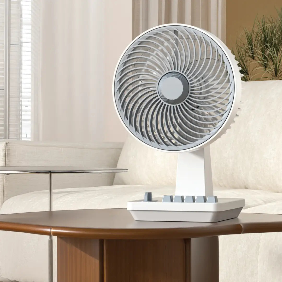 Green Lion 8" Desktop Fan Rechargeable - White