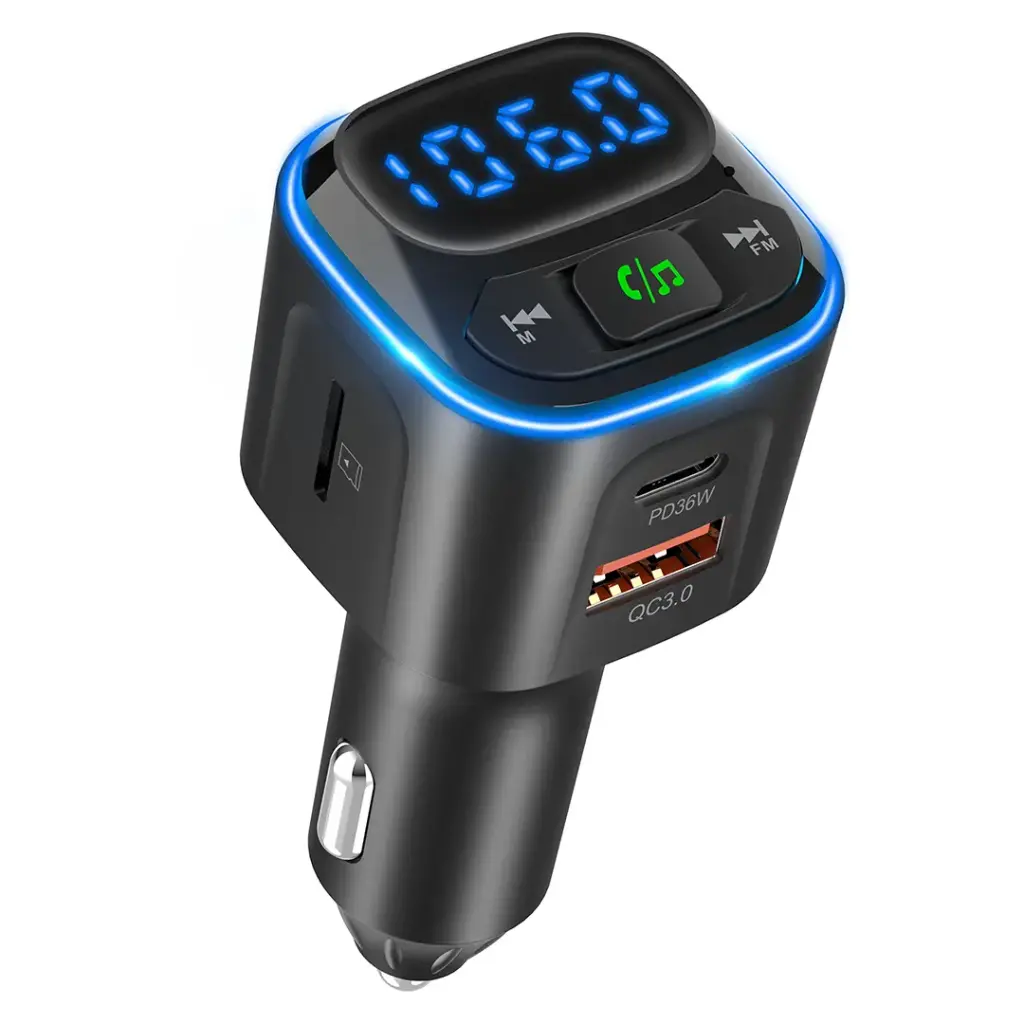 Green Lion FM Transmitter Dual-Port Car Charger - Black