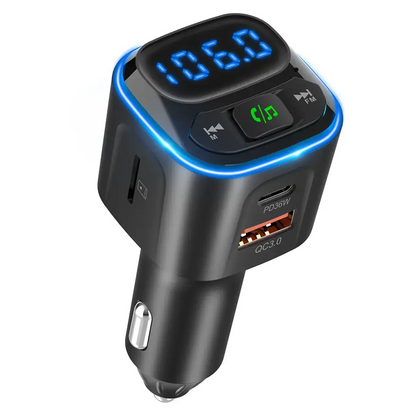 Green Lion FM Transmitter Dual-Port Car Charger - Black