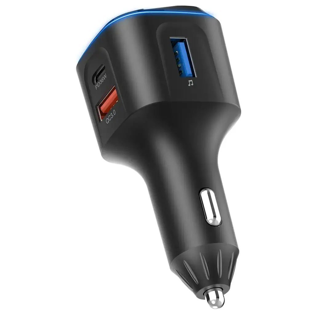 Green Lion FM Transmitter Dual-Port Car Charger - Black