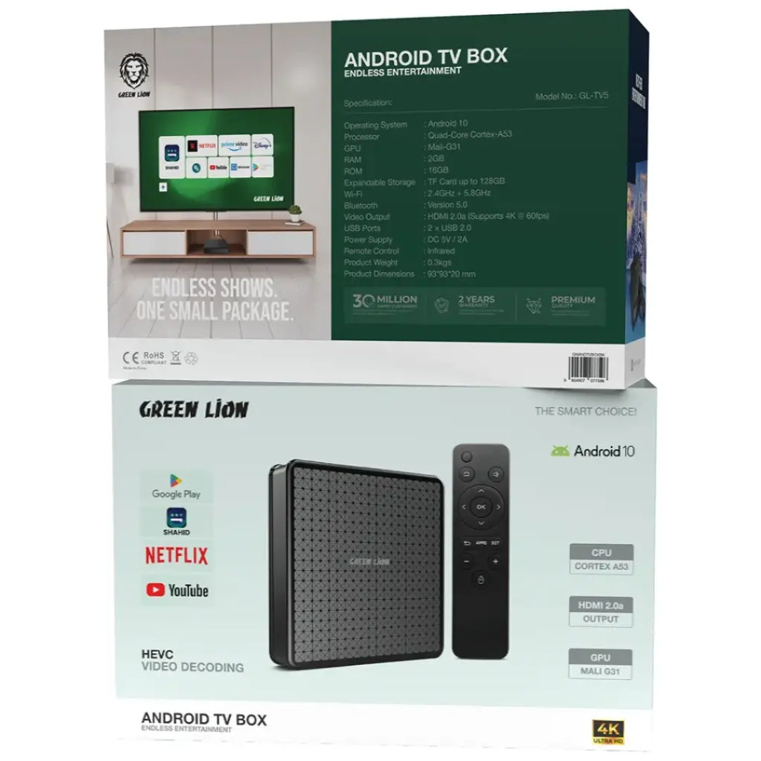 Green Lion Android TV Box 4K with Remote Control