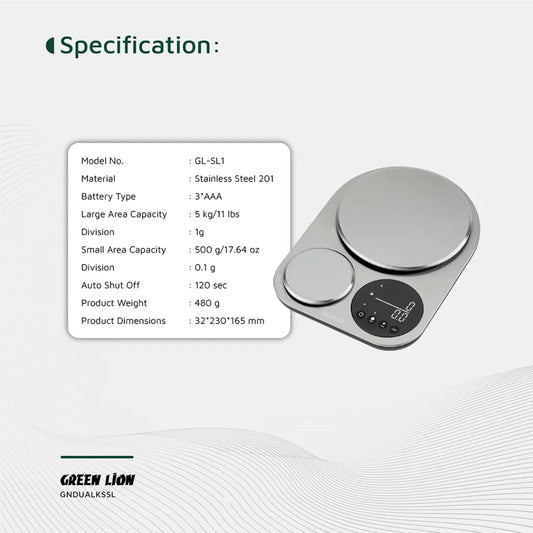 Green Lion Dual Kitchen Scale - Silver