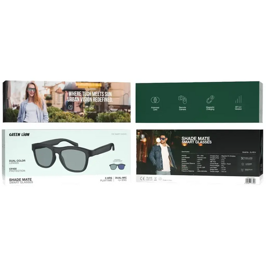 Green Lion Shade Mate Smart Glasses - Black