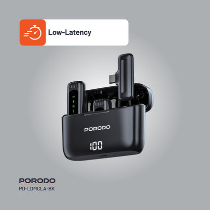 Porodo Lavalier Double Microphone with Charging Case