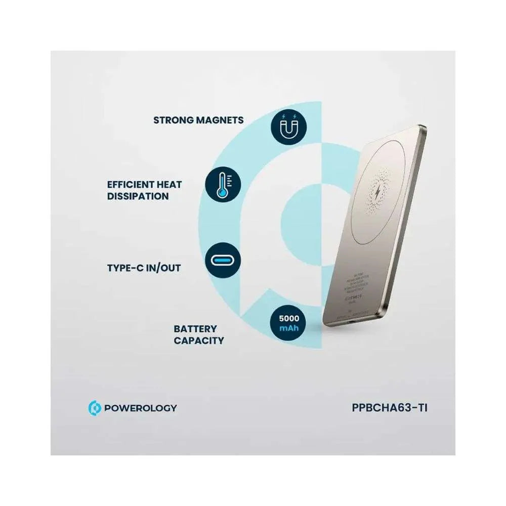 Powerology Ultra-Thin 5000mAh MagSafe Power Bank