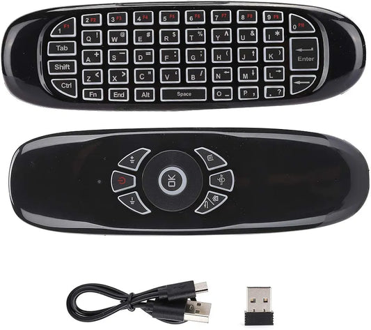 Air Mouse Remote Contro Black C120 USB 2.4G Motion Sensor Air Fly Remote Mouse Keyboard with Colorful Backlight
