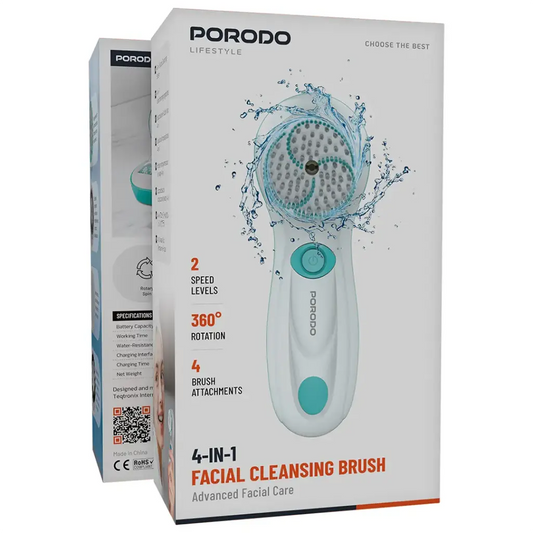 Porodo Lifestyle 4 in 1 Facial Cleansing Brush - White