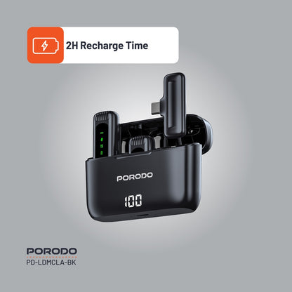 Porodo Lavalier Double Microphone with Charging Case