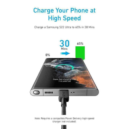 Anker 322 USB-C to USB-C Cable (3ft Braided) - White