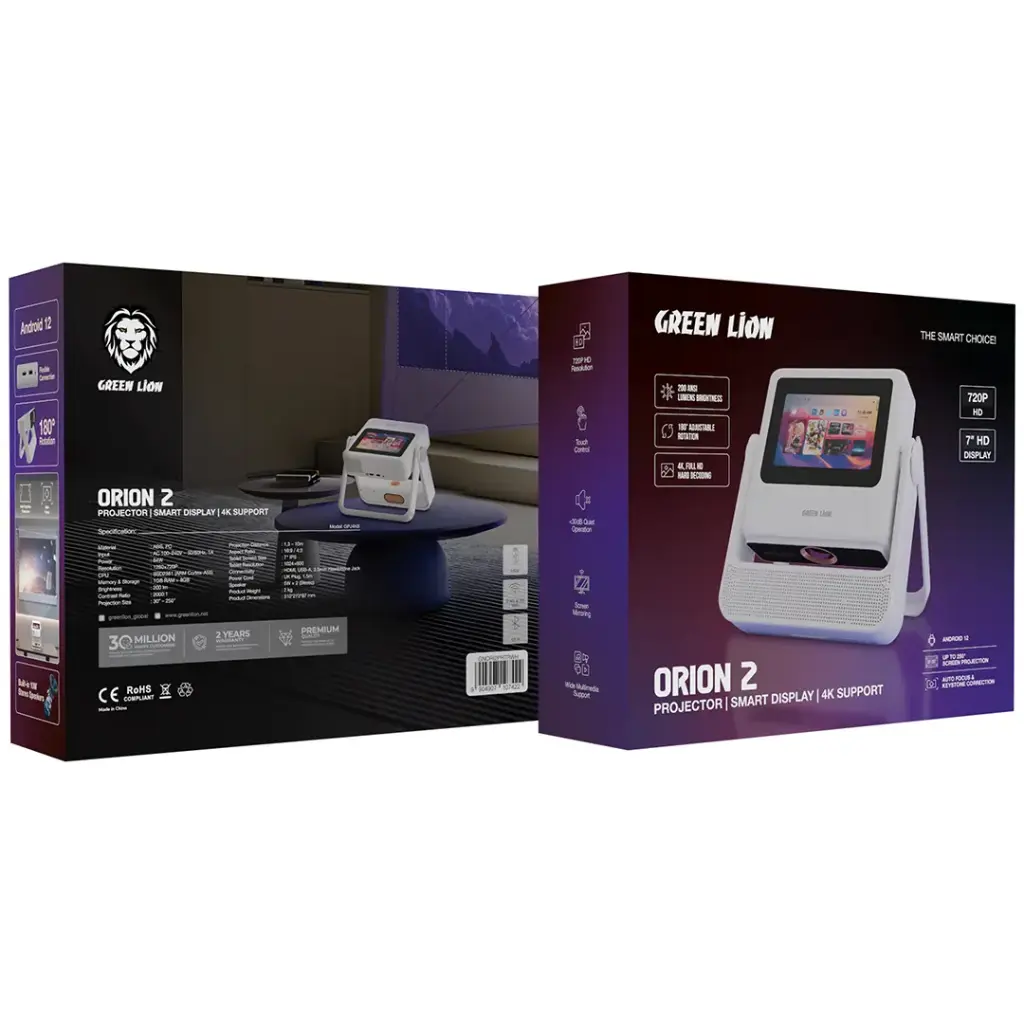 Green lion Orion 2 Smart Projector with Smart Display & 4K Support - White