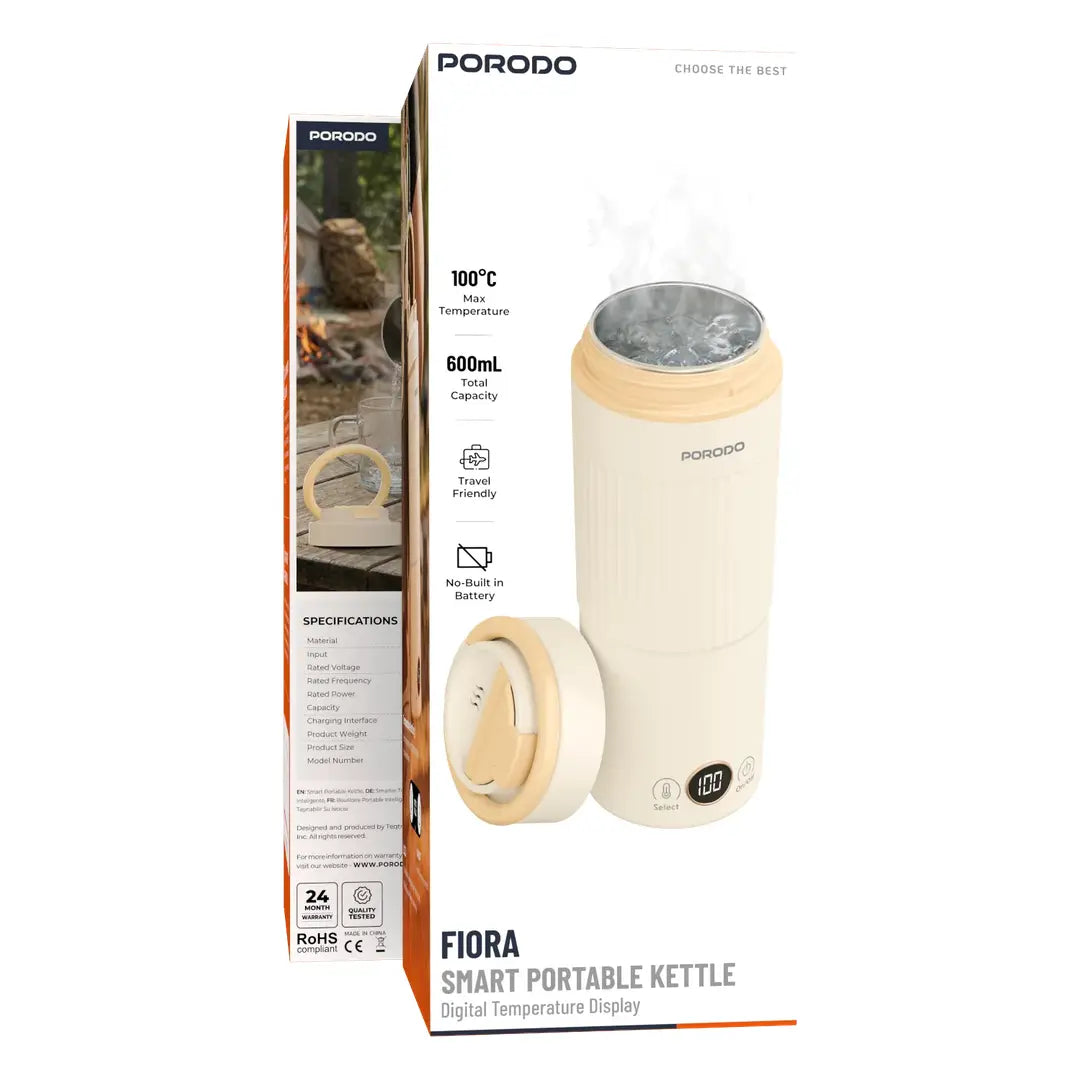Porodo Flora Smart Portable Kettle 600ml – Beige