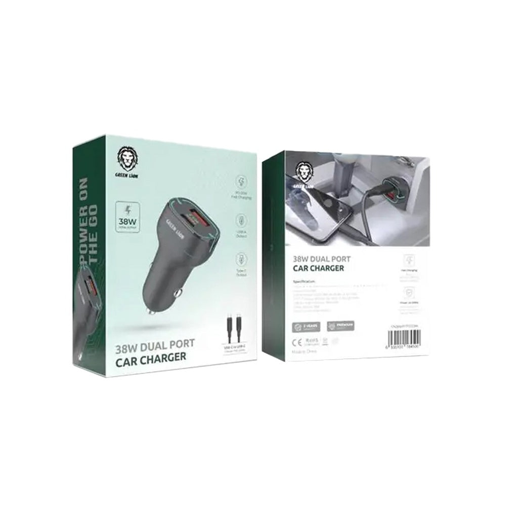 Green Lion 38W Dual Port Car Charger With USB-C To USB-C Cable