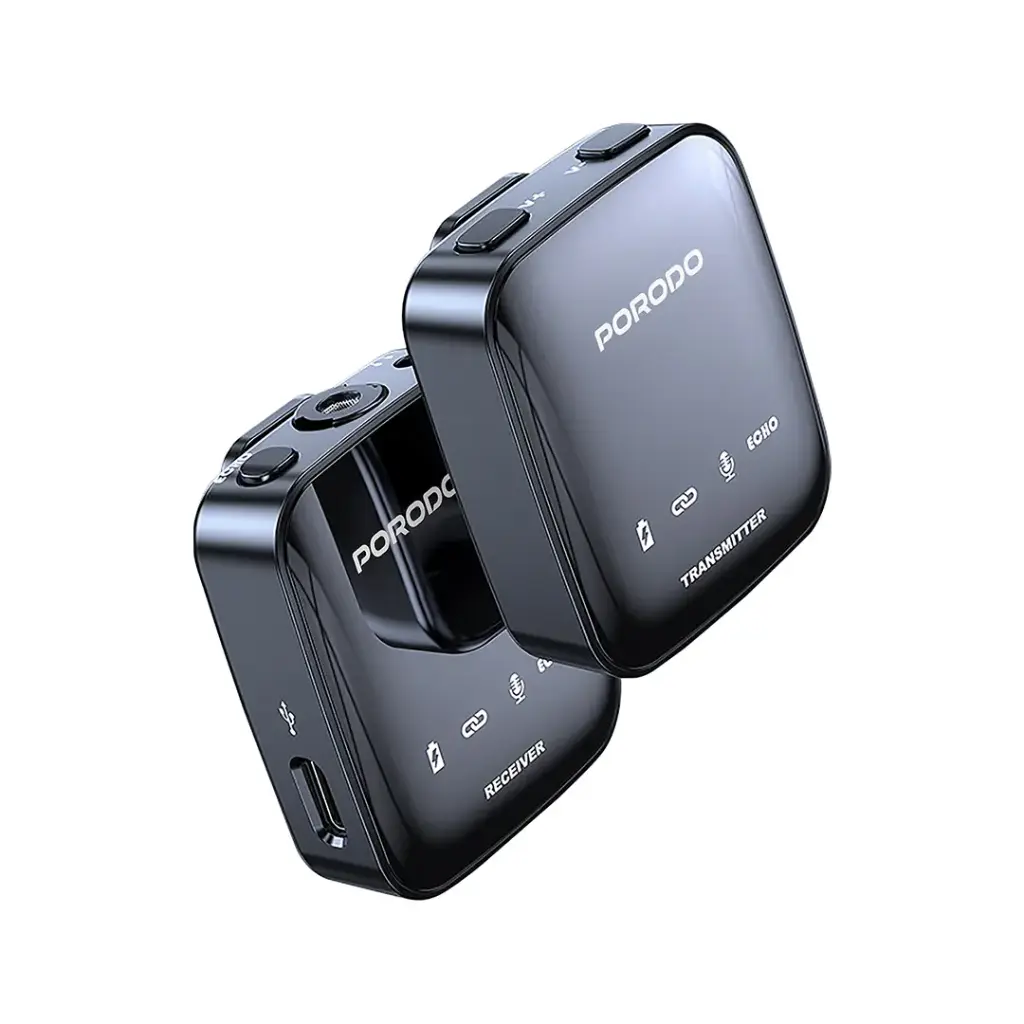 Porodo Two-Device Connect Handheld Lavalier Microphone