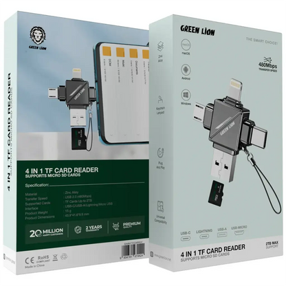 Green Lion 4 in 1 TF Card Reader 2TB Max
