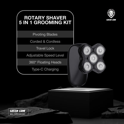 Green Lion Rotary Shaver 5-In-1 Grooming Kit