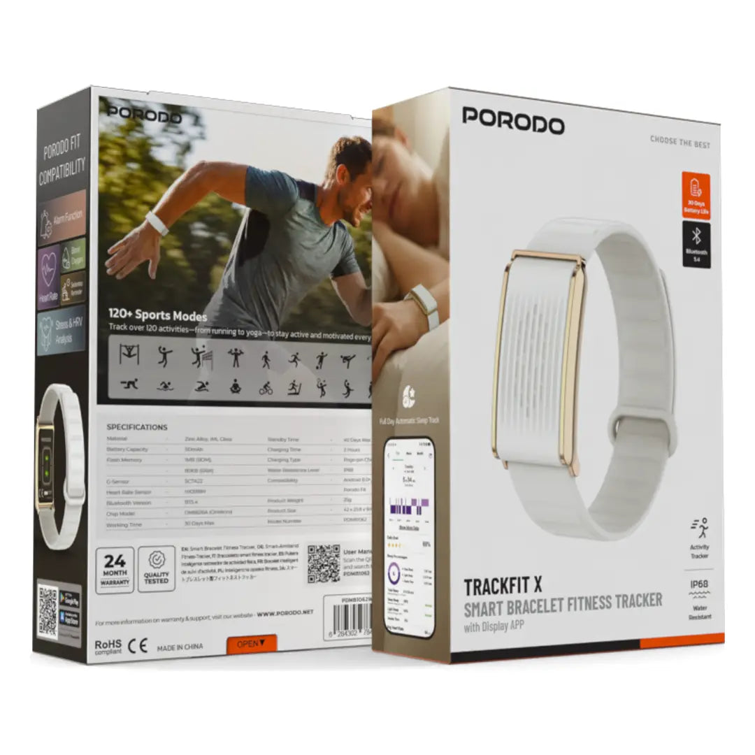 Porodo Trackfit X Smart Bracelet Fitness Tracker with Display App