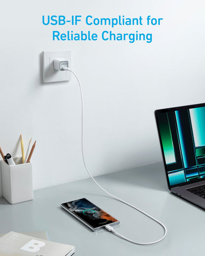 Anker 322 USB-C to USB-C Cable (3ft Braided) - White