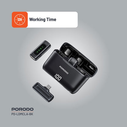 Porodo Lavalier Double Microphone with Charging Case