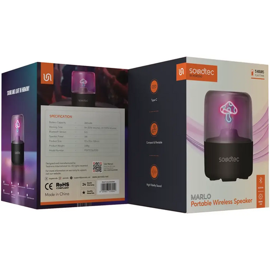 Porodo Soundtec Marlo Portable Wireless Speaker – Hi-Res Audio and Ambient Lighting