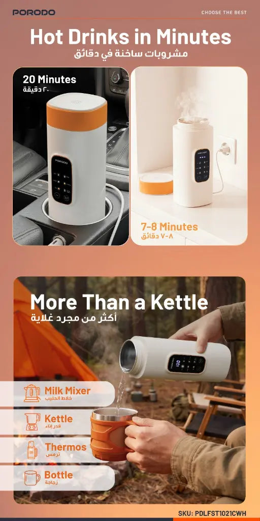 Portable Electric Kettle & Milk Warmer 450ml – 100°C