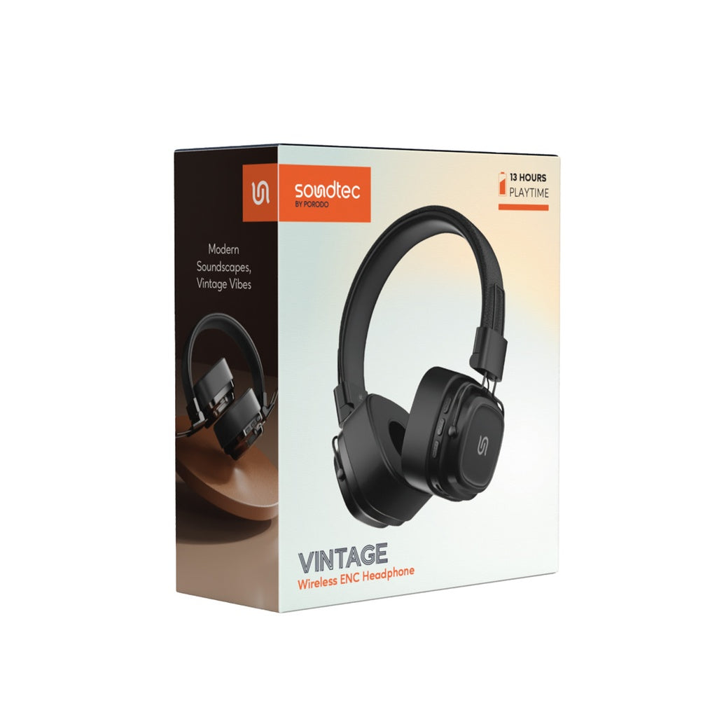 Porodo Soundtec Vintage Wireless ENC Headphon