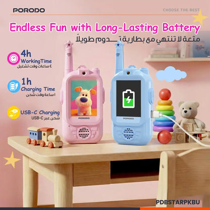 Porodo Piko Piko Rechargeable Video Walkie-Talkie - Pink & Blue